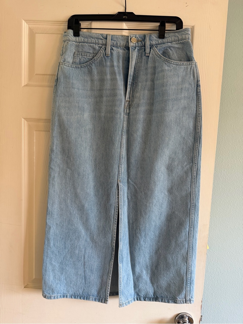 Frame Light Blue Women's Denim Midi Skirt -29